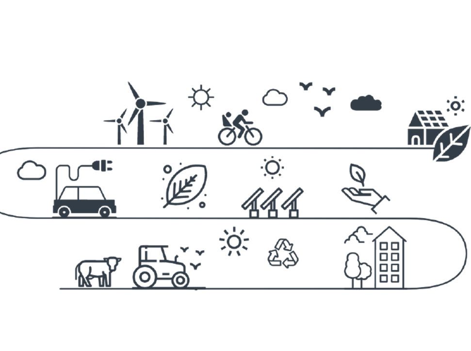 A drawing of all the different green industries